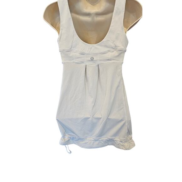 Lululemon White / White Vapor Train Stripe Sunset Athletic Tank Top Size 4 - Picture 2 of 9